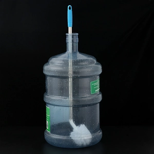 Long handle blue cleaning brush with stainless steel rod for 5-gallon water bottle