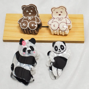 Acetate Hair Claw Clip Cute Cartoon Panda Bear Animal Shark Clip French Style Fashion Headwear For Women Girls