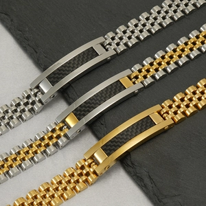 Bracelet Homme En Acier Inoxydable Style Montre Insert Fibre De Carbone Jubilee Plaqué Or Bijoux Affaires