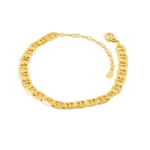 Elegant gold pig nose link chain bracelet in S925 sterling silver with lobster clasp