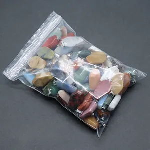 Mini coffin-shaped natural crystal pendants with silver clasps in diverse colors