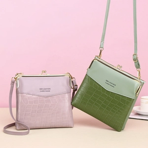 Retro crocodile texture shoulder bags in purple and green with gold hardware