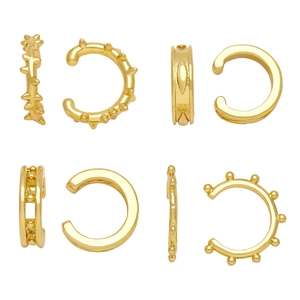 Copper Gold Plated Ear Cuffs For Women Non Pierced Ear Clips Geometric Spike Bead Minimalist Retro Hip Hop Jewelry