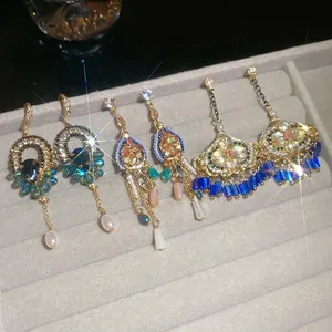 Boucles D'oreilles À Pampilles Bohème Vintage Pour Femmes Avec Imitation Künstliche Perle Strass Et Künstliche Perles Colorées