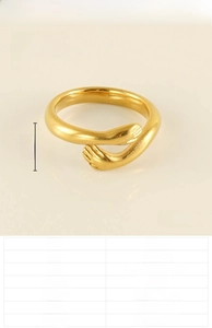 Close-up of 18k gold plated stainless steel hug ring showing 9mm width and 3g weight