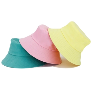 Wide Brim Cotton Bucket Hat Solid Color Foldable Sun Protection Outdoor Beach Basin Cap For Women Men Kids Breathable