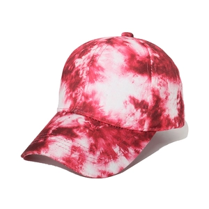 Casquette de baseball classique tie-dye rouge et blanc avec visière incurvée style marbre