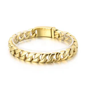Bracelet Gourmette Pour Hommes Acier Inoxydable Poli Hip Hop Bijoux Mode Streetwear
