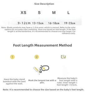 Size chart for children mesh socks with age and foot length measurements for boys and girls