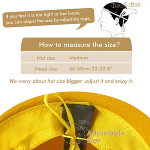 Detailed size guide for western fedora showing head measurement and adjustable inner rope