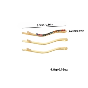 Set di fermagli per capelli minimalisti a forma di S con strass colorati e dorati