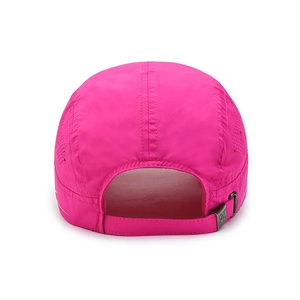 Rose pink breathable quick-dry baseball cap featuring laser-cut vents and metal buckle