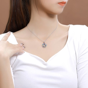 925 sterling silver necklace with a colorful crystal rainbow wreath pendant for women