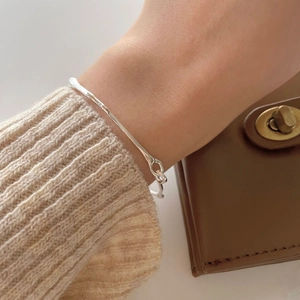Irregular Organic Texture Bangle Bracelet 925 Sterling Silver Minimalist Branch Style Jewelry With Buckle Closure