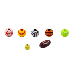 Variety pack of acrylic sports balls beads for DIY jewelry making with central holes