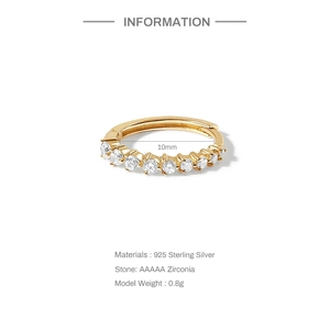 Detailed specifications of 925 sterling silver gold hoop earrings with AAAAA zirconia