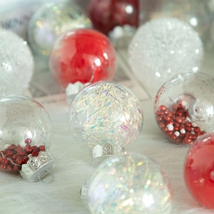 24-piece 6cm Christmas ornament ball set in red white and clear for tree decoration