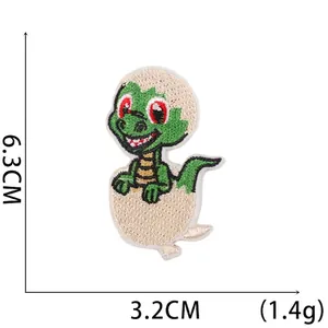 Green dinosaur hatching egg embroidery patch for clothes and bags, 6.3cm x 3.2cm size
