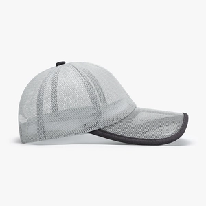 Light gray breathable mesh baseball cap for summer outdoor sports and sun protection