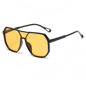 Oversized Geometric Sunglasses PC Frame UV400 Protection Outdoor Driving Fashion Aviator Style Hollowed Temples