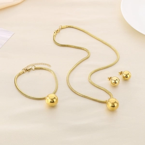 Detailed view of 18K gold-plated titanium steel jewelry set with spherical charms