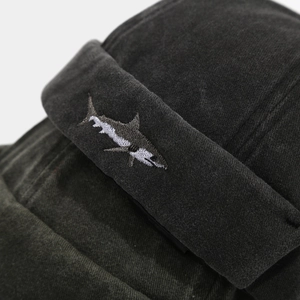 British retro dark grey shark embroidery corduroy docker hat for men and women