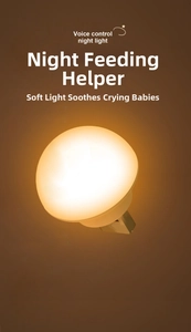 Detail view of voice control night light with soft warm glow for nursery and night use