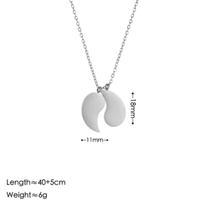 Detailed size chart for silver teardrop pendant necklace showing 18mm height and 11mm width