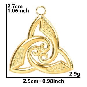 18k gold plated stainless steel Witch's Knot pendant with Celtic Triquetra engraving