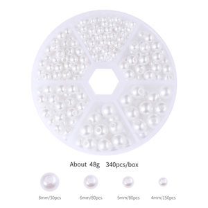 DIY pearl bead set for jewelry making including 340 pieces across four different sizes