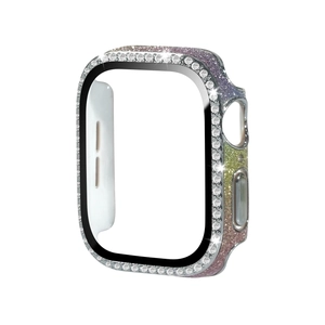 Coque Apple Watch avec dégradé pailleté, strass et protection en verre trempé