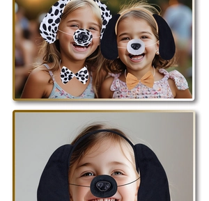 Dalmatian and black dog costume sets for kids featuring ears headband and bowtie