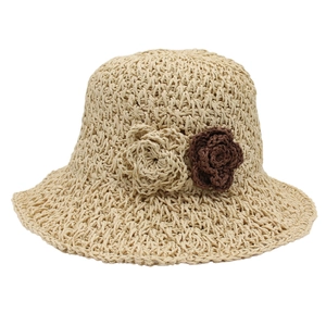 Elegante Häkel Stroh Fischerhut Damen Sonnenhut Mit Blumen Sommer Strand Urlaub Atmungsaktive Schlapphut