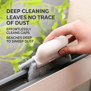 Efficient 2-in-1 window groove cleaning brush with thick fiber pad for window track gaps