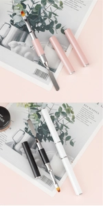 Dual-ended nail extension tool with orange brush and steel spatula in three colors