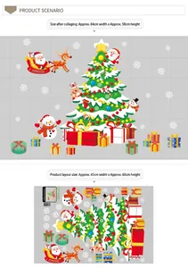 Christmas tree and Santa Claus wall stickers set for holiday window decoration