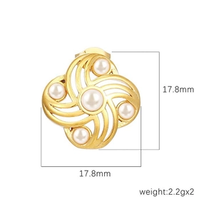 Boucles d'oreilles moulin à vent en perles et acier doré 18K pour femme, 17,8mm