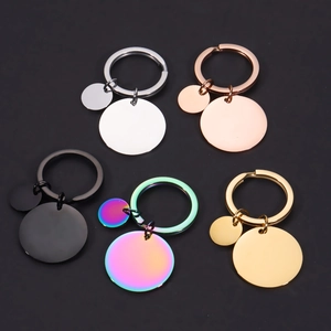 Stainless Steel Keychain Blank Round Double Disc Charms Mirror Polished DIY Craft Accessory