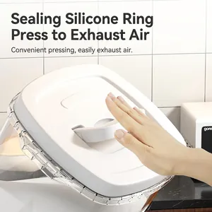 Airtight flour storage container with a press-down vacuum seal lid for kitchen pantry