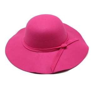 Classic rose red wool felt fedora for children with elegant ribbon bow decoration