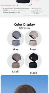 Detailed view of thick knit texture and dimensions for winter hat and scarf set