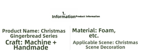 Detail of Christmas gingerbread foam ornaments listing material and craft information