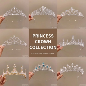 Elegant Rhinestone Tiara Crown Crystal Artificial Pearl Headband For Wedding Bridal Birthday Party Hair Accessories Women Girls
