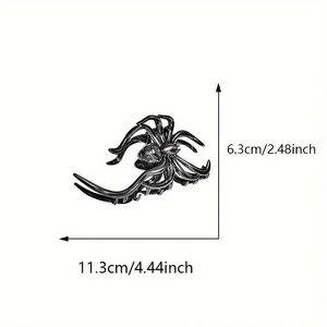 Detailed dimensions of 11.3cm black spider hair claw clip with a sharp side profile