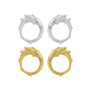 Irregular textured S925 sterling silver rings with zircons in gold and silver finish