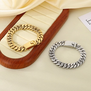 Bracelets à maillons cubains plaqués or 18 carats et argent avec zircons étincelants
