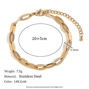 14K gold plated stainless steel lip link chain anklet with 20+5cm adjustable length