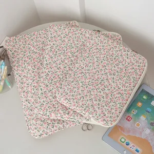 Housse d'ordinateur et iPad à motif floral avec rembourrage protecteur en tissu rose