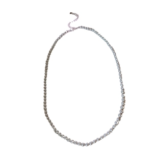 Minimalist French vintage pearl necklace with adjustable silver lobster clasp chain