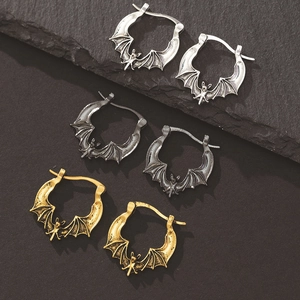Gothic Bat Stud Earrings Vintage Zinc Alloy Hollow Design Halloween Costume Party Jewelry For Women